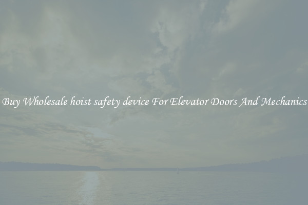 Buy Wholesale hoist safety device For Elevator Doors And Mechanics